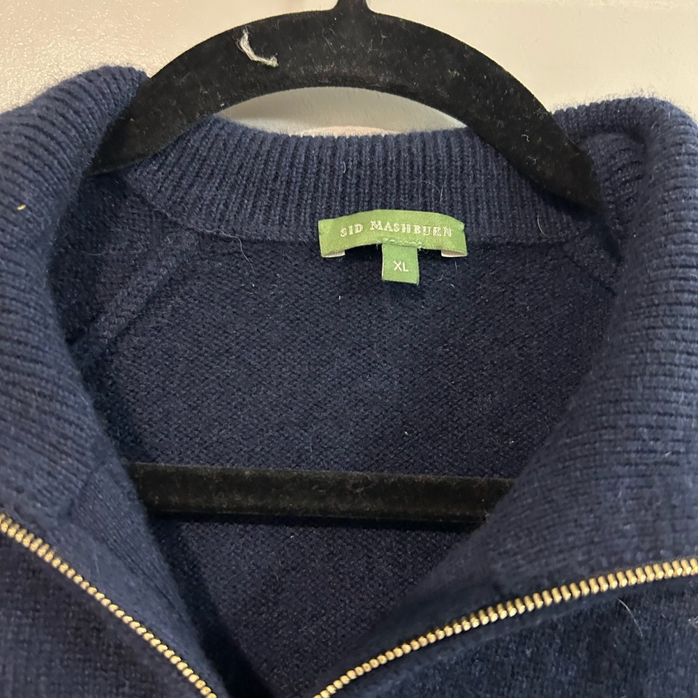 Sid Mashburn Navy Zip-Front Wool Sweater - Picture 3 of 6